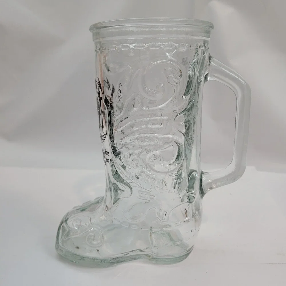 Vienna SD Centennial Cowboy Boot Glass Mug Souvenir 1885-1985 Clear Barware